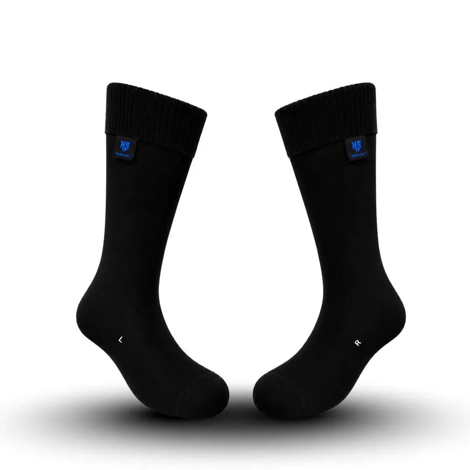HydroSox waterproof socks in black, crew height, shown upright