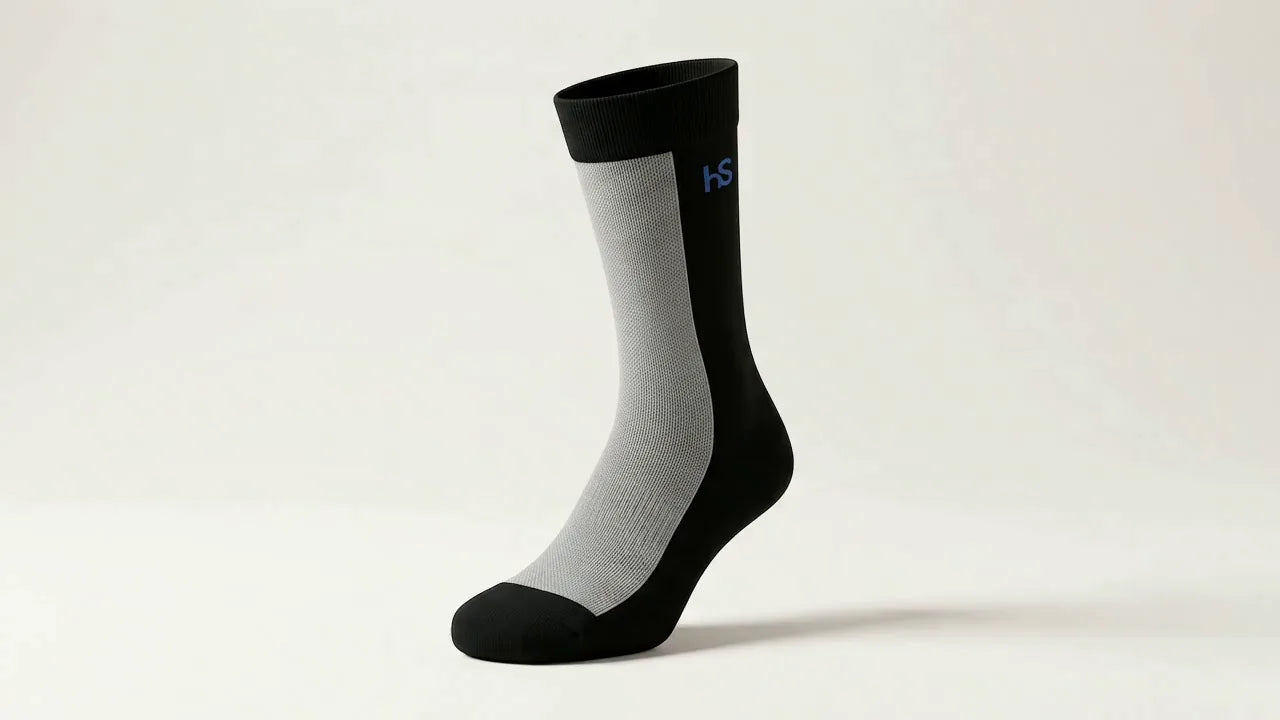 A HydroSox sock separating into its three layers